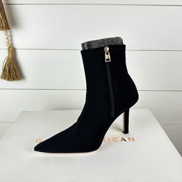 NIB Good American Ankle Black Stiletto Heeled Booties Style GA116SN-X Size 8.5